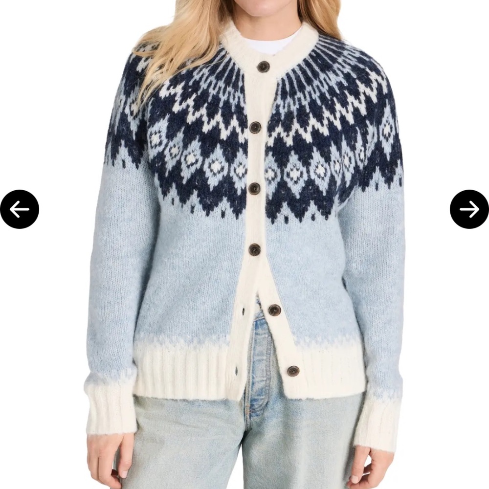 Alex Mill ashwood fair isle cardigan size XS in frosty blue combo